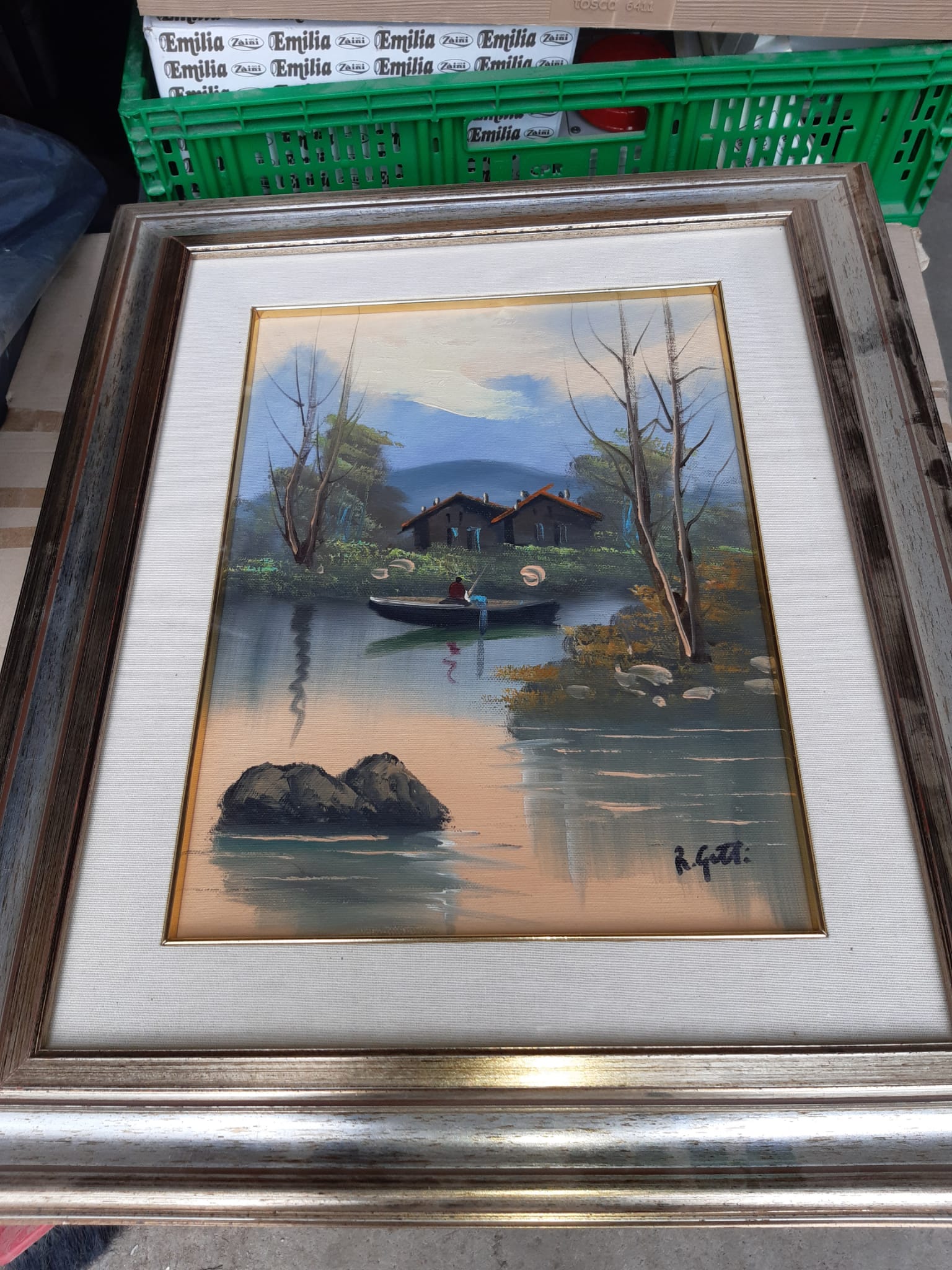 Peinture lac et chalet